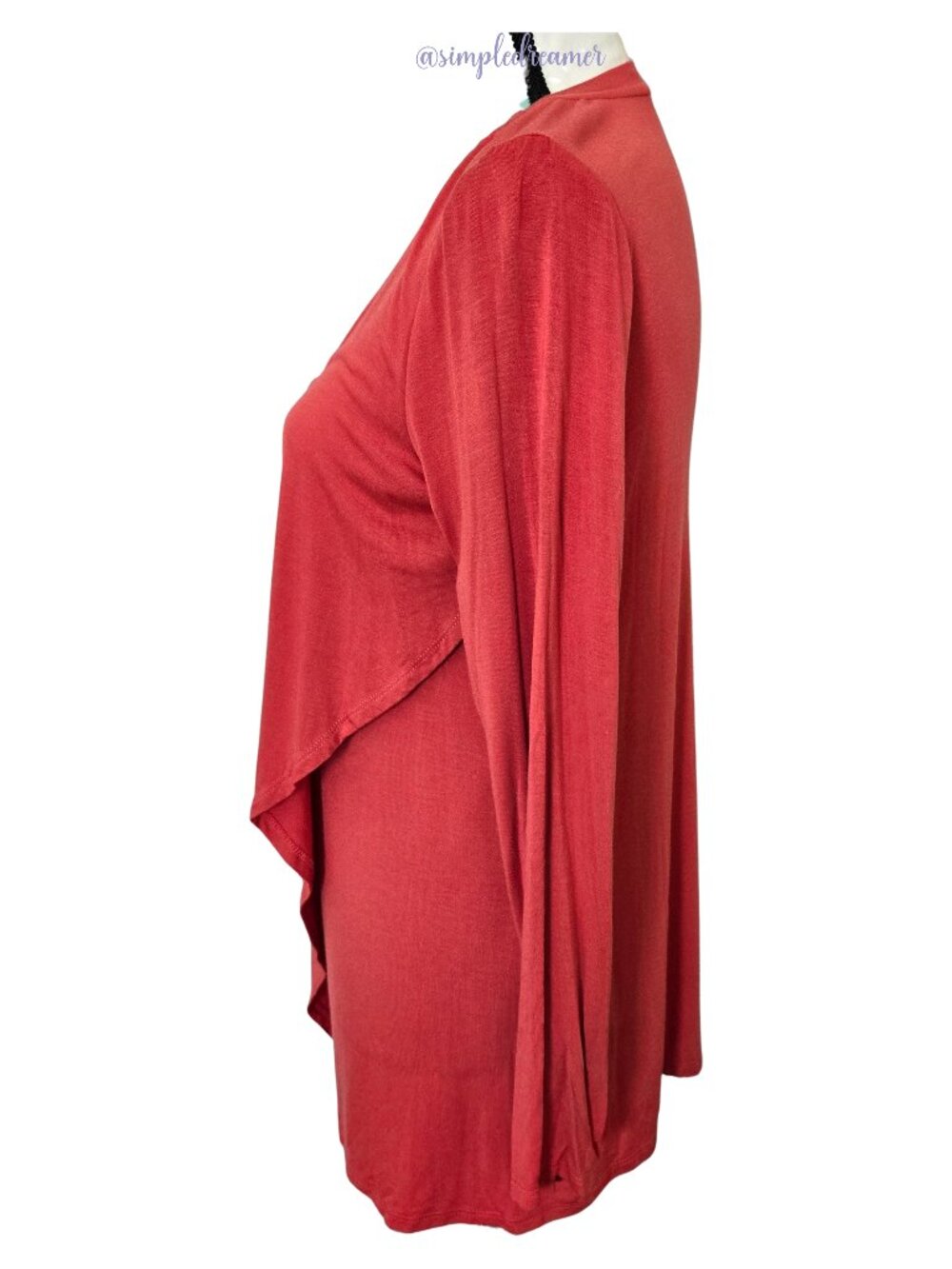 LOGO Lori Goldstein V-Neck Asymmetric Overlay Knit Top Blood Orange XS - Picture 2 of 13